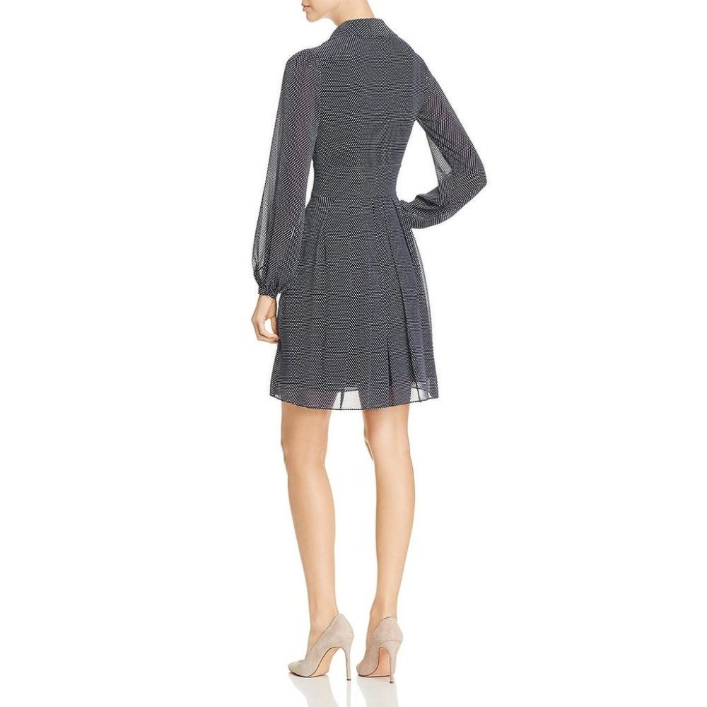 Michael Kors Navy Polka dot Petite Collared Dress